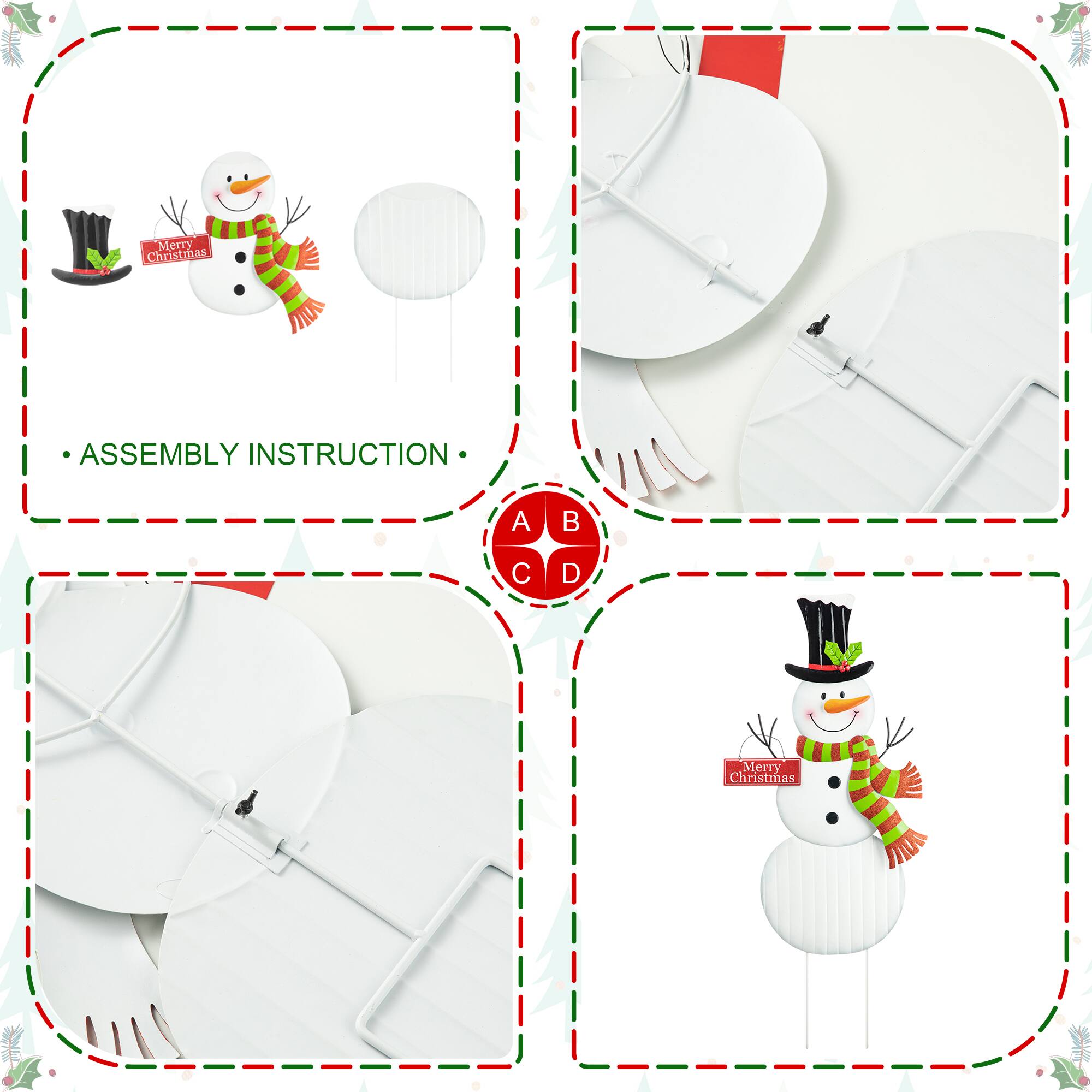 Glitzhome® 40" Metal Snowman Yard Stake